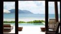 Ocean beach chairs window panes swimming pools windows wallpaper