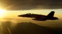 Aircraft orange f18 hornet sun fighter jets skies wallpaper