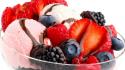 Fruits ice cream desserts strawberries blackberries wallpaper