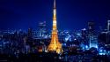 Japan tokyo night buildings towers wallpaper