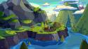 Mountains forest adventure time drawn rivers wallpaper