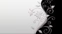 Black and white minimalistic flowers leaves design simple wallpaper