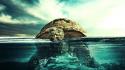 Ocean beach turtles underwater tortoise split-view sea wallpaper