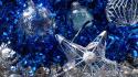 Blue white stars christmas ornaments wallpaper