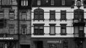Buildings monochrome window panes karlsruhe cities wallpaper