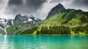 Mountains clouds landscapes nature lakes wallpaper