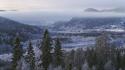 Mountains winter snow trees forest hills frost rivers wallpaper