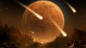 Outer space planets apocalyptic meteor shower wallpaper