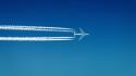 Aircraft contrails boeing 747 skies wallpaper