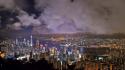 Cityscapes hong kong city skyline bay night landscapes wallpaper