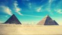 Desert egyptian pyramids blue skies wallpaper