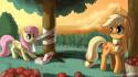 Fluttershy applejack my little pony: friendship is magic wallpaper