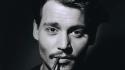 Johnny depp monochrome actors cigarettes portraits wallpaper