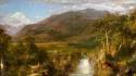 Paintings landscapes hills streams wallpaper
