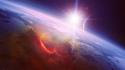 Space stars planets earth fantasy art digital wallpaper