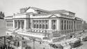 Streets library buildings new york city grayscale historical wallpaper