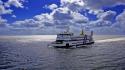 Water clouds ships ferry wallpaper