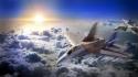 Clouds army dogfight altitude skies jet plane wallpaper