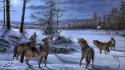 Paintings winter snow animals artwork wolves wallpaper