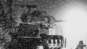Tanks grayscale snowflakes world war ii wallpaper
