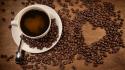 Coffee cups beans hearts wallpaper
