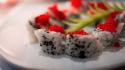Food sushi plates rolls meal wallpaper