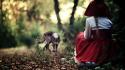 Forest little red riding hood fairy tales wolves wallpaper