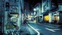 Japan tokyo cityscapes night signs graffiti stores wallpaper