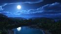 Nature night moon 3d art skies wallpaper