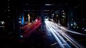 Night cars traffic city lights long exposure wallpaper