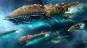 Outer space futuristic endless science fiction fleet game wallpaper