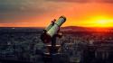 Sunset cityscapes telescope cities wallpaper
