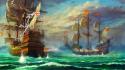 Artwork drawings sail ship sea battle haryarti wallpaper