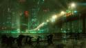 Cityscapes rain futuristic electric artwork wallpaper