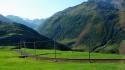Nature forest meadow outdoors railroad tracks alps wallpaper