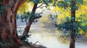 Paintings landscapes trees drawings lakes wallpaper