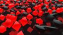 Abstract black red cubes wallpaper