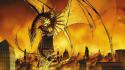 Dragons buildings michael turner soulfire image comics wallpaper