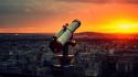Paris sunset cityscapes france telescope wallpaper