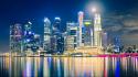 Moon singapore city lights skyline reflections citynight wallpaper