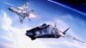 Clouds aircraft outer space military fighters skies wallpaper