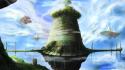 Clouds fantasy art structure skies flying island wallpaper