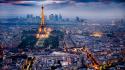 Eiffel tower paris city lights skyline wallpaper