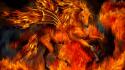 Flames fantasy fire horses pegasus wallpaper