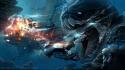 Monsters deep sea science fiction artwork underwater wallpaper