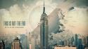 New york city skyscrapers apocalyptic michael schmid wallpaper