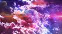 Space multicolor stars galaxies earth vivid mystical wallpaper