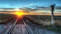 Sunset sun railroads wallpaper