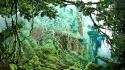 Tokyo trees post-apocalyptic fantasy art artwork vines wallpaper