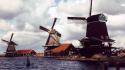 Cityscapes holland windmills view wallpaper